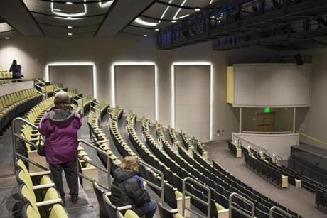 A 600-seat auditorium, a black box theater, and soundproofed practice rooms are among the features at the new high school.
