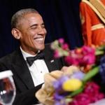 epa04720855 US President Barack Obama smiles at the annual White House Correspondent's Association Gala at the Washington Hilton hotel, in Washington, DC, 25 April 2015. The dinner is an annual event attended by journalists, politicians and celebrities. EPA//POOL