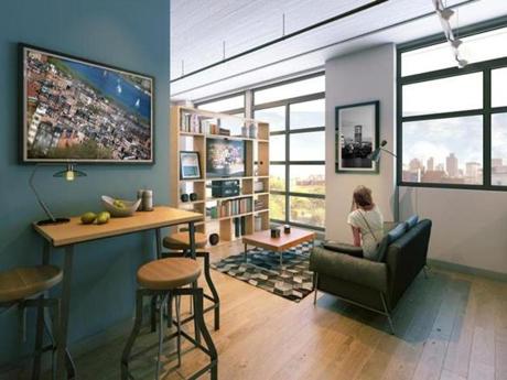 Avalon North Point Lofts offers several compact options, including this 421-square-foot studio, which would rent for about $2,300 per month.
