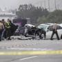 Officials investigated the crash scene in Malibu, Calif.