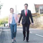 Labour Party leader Ed Miliband (right) and his wife, Justine, arrived at a polling station in Doncaster, England, on Thursday morning.