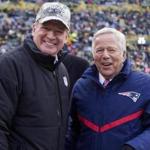 Roger Goodell (left) and Robert Kraft were all smiles before the Patriots played the Packers, but not so much now.