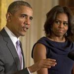 President Barack Obama, accompanied by first lady Michelle Obama, spoke in the East Room of the White House last week.