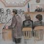 A courtroom sketch depictedd prosecutor William Weinreb addressed the jury during closing arguments.