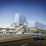 An artist?s rendering of the Boston Landing station in Brighton, scheduled to open in 2016.