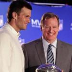 FILE - In this Feb. 2, 2015, file photo, New England Patriots quarterback Tom Brady, left, poses with NFL Commissioner Rodger Goodell during a news conference where Brady was presented the Super Bowl MVP in Phoenix, Ariz. The NFL was determined to blame Patriots quarterback Tom Brady for deflated footballs in the AFC title game, and the investigation omitted key facts and buried others, Brady's agent said Thursday, May 7, 2015. (John Samora/The Arizona Republic via AP) MARICOPA COUNTY OUT; MAGS OUT; NO SALES