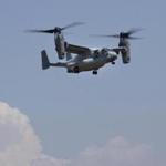A US Osprey flew back to the airport in Kathmandu, Nepal, on Thursday. Nepalese officials said they found remnants of a crashed US Marine helicopter on Friday, along with three bodies.