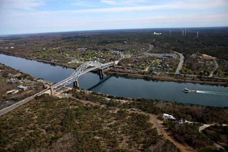 The state has focused on the possibility of adding a three-lane span right next to the Sagamore Bridge (pictured). 
