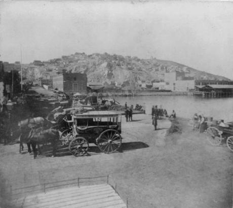 A view of San Francisco?s Telegraph Hill in the 1860s.
