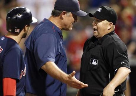 John Farrell, who was ejected by home plate umpire Todd Tichenor on Friday night, seems to be taking the heat for the Red Sox?s struggles.
