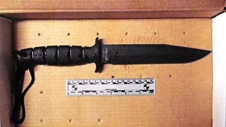 A knife allegedly wielded by Usaama Rahim before he was shot and killed in Roslindale.
