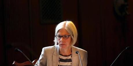 Amy Ryan, president of the Boston Public Library, attended a special meeting of library?s board of trustees Wednesday.
