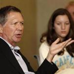 Ohio Governor John Kasich spoke during a luncheon with area business leaders on Thursday.