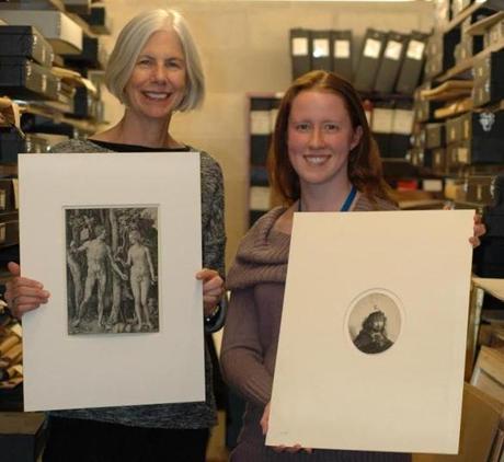 The found artworks were displayed by Boston Public Library officials.
