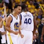 After surviving the Cavaliers in overtime,Stephen Curry (26 points) and the Warriors could celebrate a Game 1 victory.