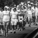 AIDS Walk participants marched along Memorial Drive in 1987. 