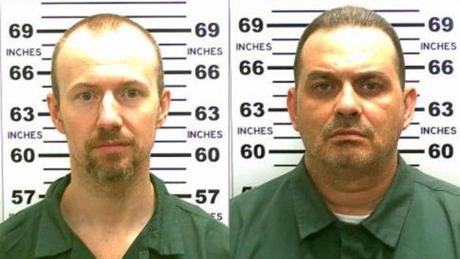 Officials said David Sweat, 34, and Richard Matt, 48, cut through steel walls at the back of their adjacent cells and steel pipes while making their ??Shawshank Redemption?-style breakout.
