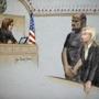 A courtroom sketch depicted David Wright arraigned in federal court on June 3.