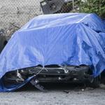 A car registered to Brandon Spikes sat in a tow yard in North Attleborough last weekend.