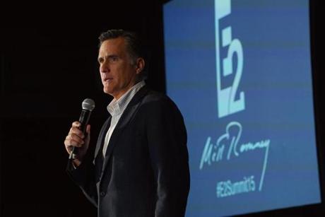 Mitt Romney spoke at a three-day summit at the Stein Eriksen Lodge in Deer Valley, Utah.
