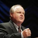 Radio show host Rush Limbaugh speaks at a forum hosted by the Heritage Foundation in Washington, in this June 23, 2006 file photograph. Right-wing talk-show host Rush Limbaugh, roundly criticized for branding a law student a 