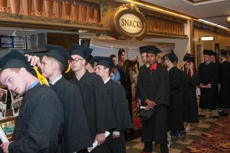 William J. Ostiguy High School in Boston held its graduation at AMC Loews in Boston.

