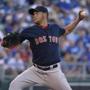 Eduardo Rodriguez threw in the first inning against the Kansas City Royals.