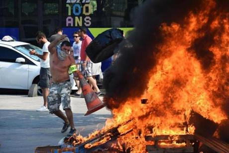 French Taxi drivers protested in the southern city of Marseille on Thursday.

