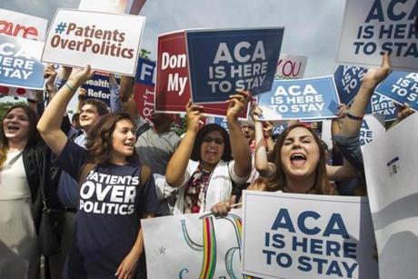 Supporters of the Affordable Care Act reacted to the ruling. 
