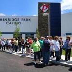 A long line formed in front of the casino for the noon opening.