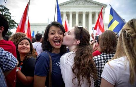 Pooja Mandagere (left) and Natalie Thompson celebrated in D.C.
