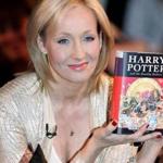 Author J.K. Rowling with her novel 