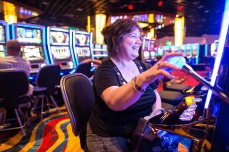 Silvina Miller of Easton played slots at 4:20 a.m. at Plainridge Park Casino on Thursday. 
