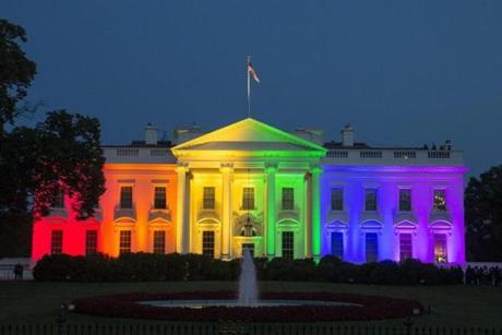 The White House was illuminated with rainbow colors after the Supreme Court decision on same-sex marriage.
