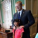 Carissa Tse posed with Charlie Baker in the governor?s office during a tour of the State House last week.