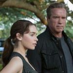 Emilia Clarke (left) and Arnold Schwarzenegger in a scene from ?Terminator: Genisys.? 