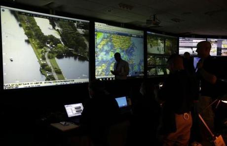 State Police kept a watchful eye from the Unified Command Center in Boston.
