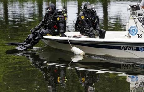 Members of the State Police underwater recovery unit secured the shoreline along the Esplanade. 
