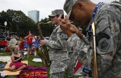 Members of the 215th Army Band from Fall River entertained the crowd at the Esplanade. 
