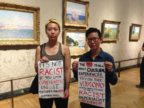 Protesters Ames Siyuan and Christina Wang objected to the MFA's 