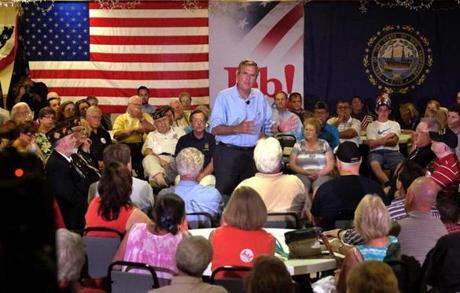 Republican presidential hopeful Jeb Bush spoke at a town hall meeting at the Hudson VFW.
