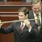 Marco Rubio got a sword from then-governor Jeb Bush when Rubio rose to House speaker in 2005.