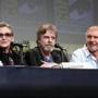 Carrie Fisher, Mark Hamill, and Harrison Ford atpanel for 