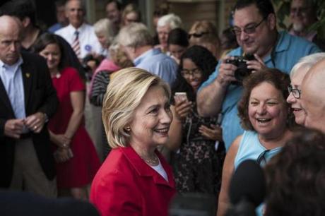 Hillary Rodham Clinton met supporters at a house party in Glen, N.H. on July 4.
