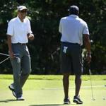 President Barack Obama golfed on Martha?s Vineyard in August 2014.