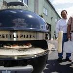 Groveland, MA, Monday, May 4, 2015: George Peters, left, and Al Contarino, right, two inventors who made KettlePizza a gadget that fits on Webber grills. CREDIT: Cheryl Senter for The Boston Globe