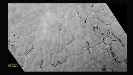 A view of the icy plains found in Pluto?s heart-shaped region.

