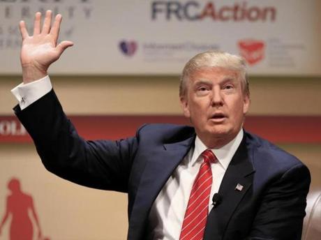 GOP presidential hopeful Donald Trump spoke in Ames, Iowa, at the Family Leadership Summit on Sunday.
