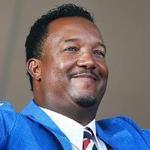 Pedro Martinez acknowledged cheering fans as he was being introduced for induction into the Baseball Hall of Fame.