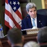 Secretary of State John F. Kerry said the United States and Egypt are moving back to a ?strong base? in their relationship, despite tensions.